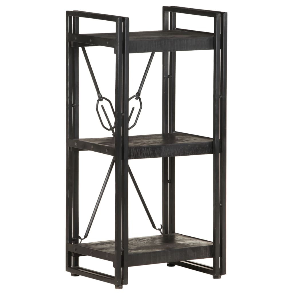 Libreria a 3 Ripiani 40x30x80cm Nero in Legno Massello di Mango cod mxl 10350