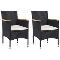 Set Mobili da Pranzo per Giardino 3 pz Nero Polyrattan e Acacia 3058314