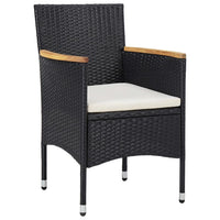 Set Mobili da Pranzo per Giardino 3 pz Nero Polyrattan e Acacia cod mxl 37895