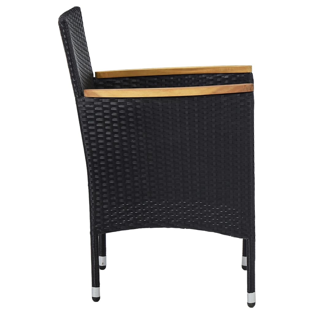 Set Mobili da Pranzo per Giardino 3 pz Nero Polyrattan e Acacia 3058314