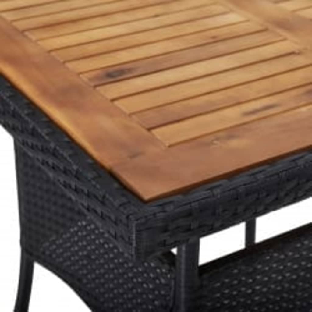 Set Mobili da Pranzo da Giardino 3 pz Nero Polyrattan e Acacia 3058316