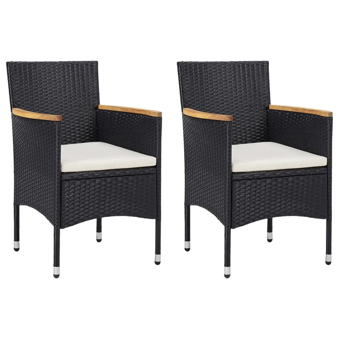 Set Mobili da Pranzo da Giardino 3 pz Nero Polyrattan e Acacia 3058316