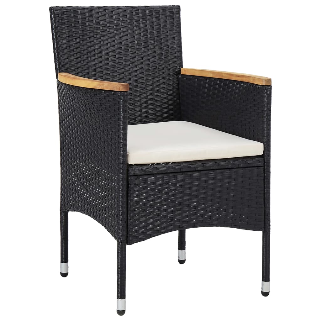 Set Mobili da Pranzo da Giardino 3 pz Nero Polyrattan e Acacia 3058316