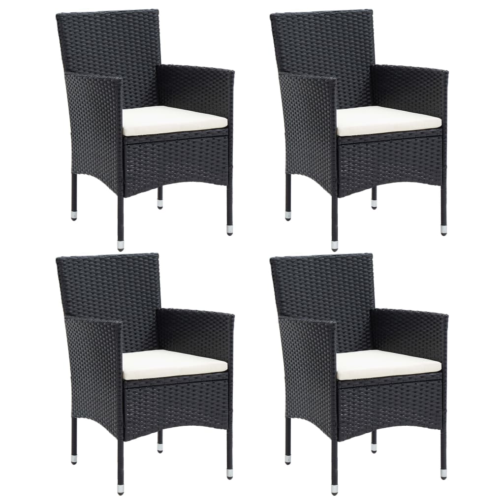 Set Mobili da Pranzo per Giardino 5 pz Nero Polyrattan e Vetro cod mxl 43570