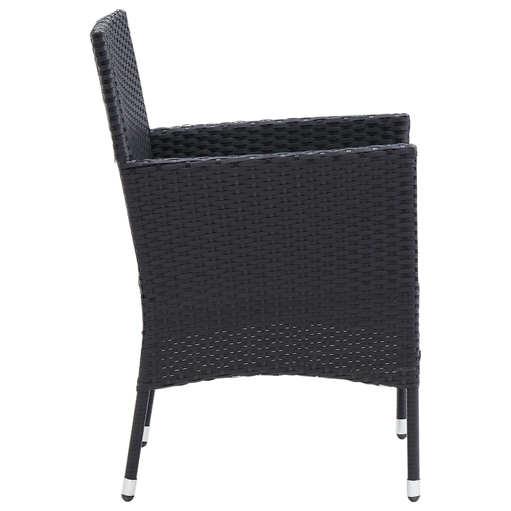 Set Mobili da Pranzo per Giardino 5 pz Nero Polyrattan e Vetro cod mxl 43570