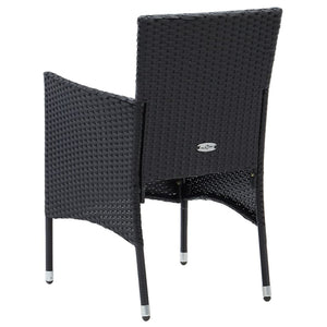 Set Mobili da Pranzo per Giardino 5 pz Nero Polyrattan e Vetro cod mxl 43570