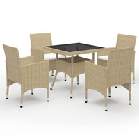 Set da Pranzo da Giardino 5 pz in Polyrattan e Vetro Beige 3058320