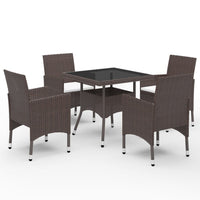 Set da Pranzo da Giardino 5 pz Marrone in Polyrattan e Vetro 3058321