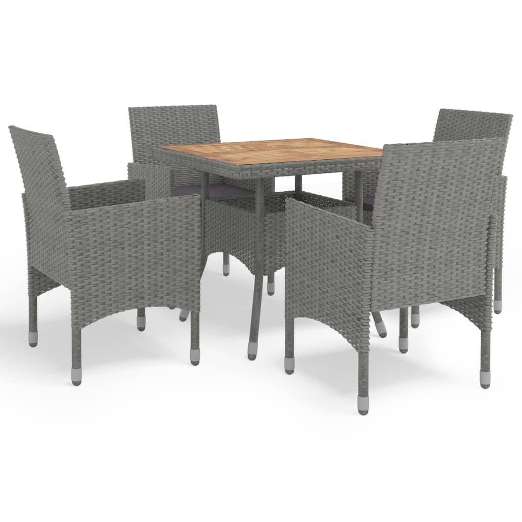 Set Mobili da Pranzo da Giardino 5 pz Grigio Polyrattan Acacia cod mxl 50357