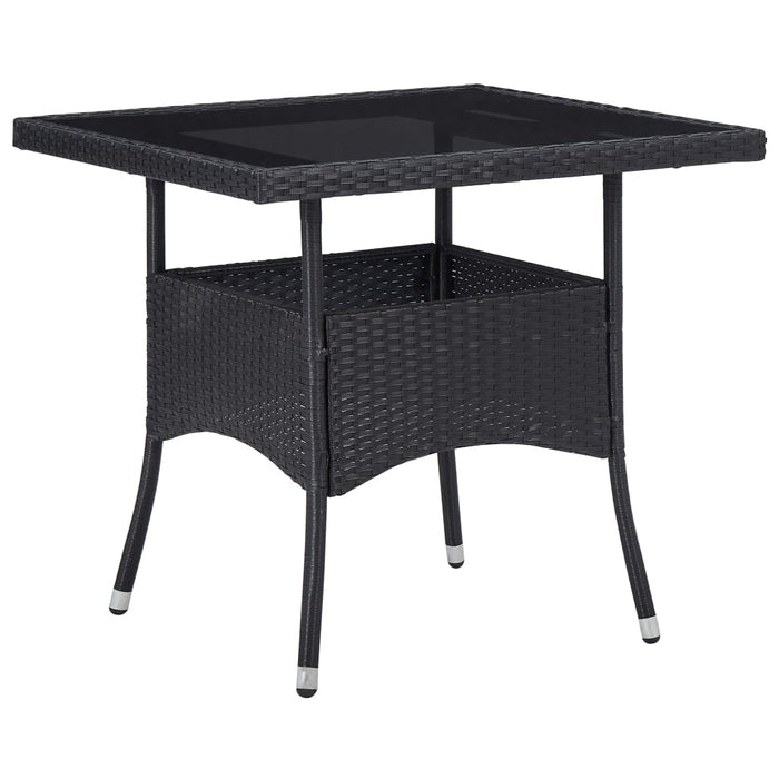 Set Mobili da Pranzo per Giardino 5 pz Nero Polyrattan e Acacia 3058324