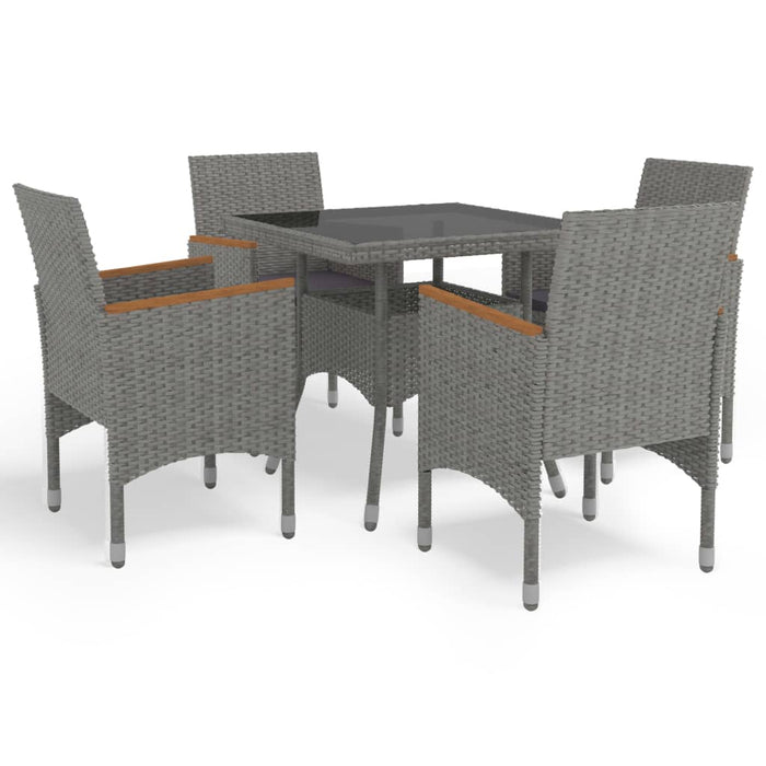 Set Mobili da Pranzo da Giardino 5 pz Grigio Polyrattan Acacia cod mxl 39424