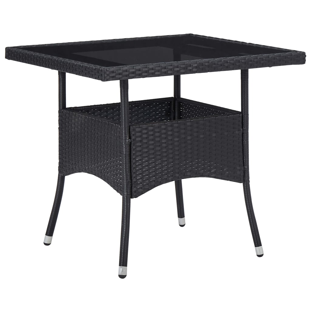 Set da Pranzo per Giardino 5 pz Polyrattan Vetro Temperato Nero 3058328