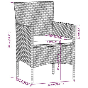 Set da Pranzo per Giardino 5 pz Polyrattan Vetro Temperato Nero 3058328