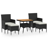 Set Mobili da Pranzo per Giardino 5 pz Polyrattan e Acacia Nero 3058332