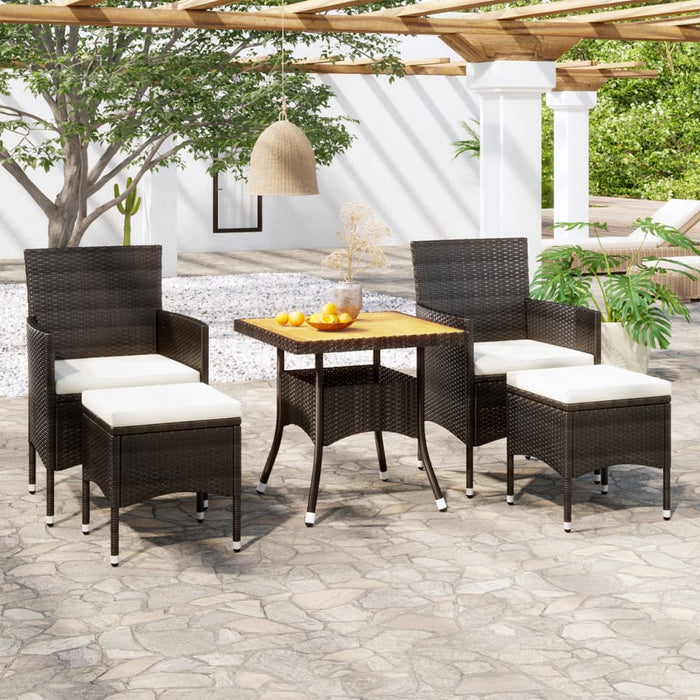 Set Mobili da Pranzo per Giardino 5 pz Polyrattan e Acacia Nero 3058332