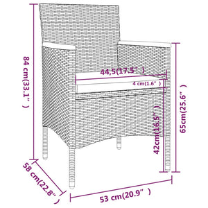 Set da Pranzo per Giardino 5 pz Polyrattan Vetro Temperato Nero 3058334