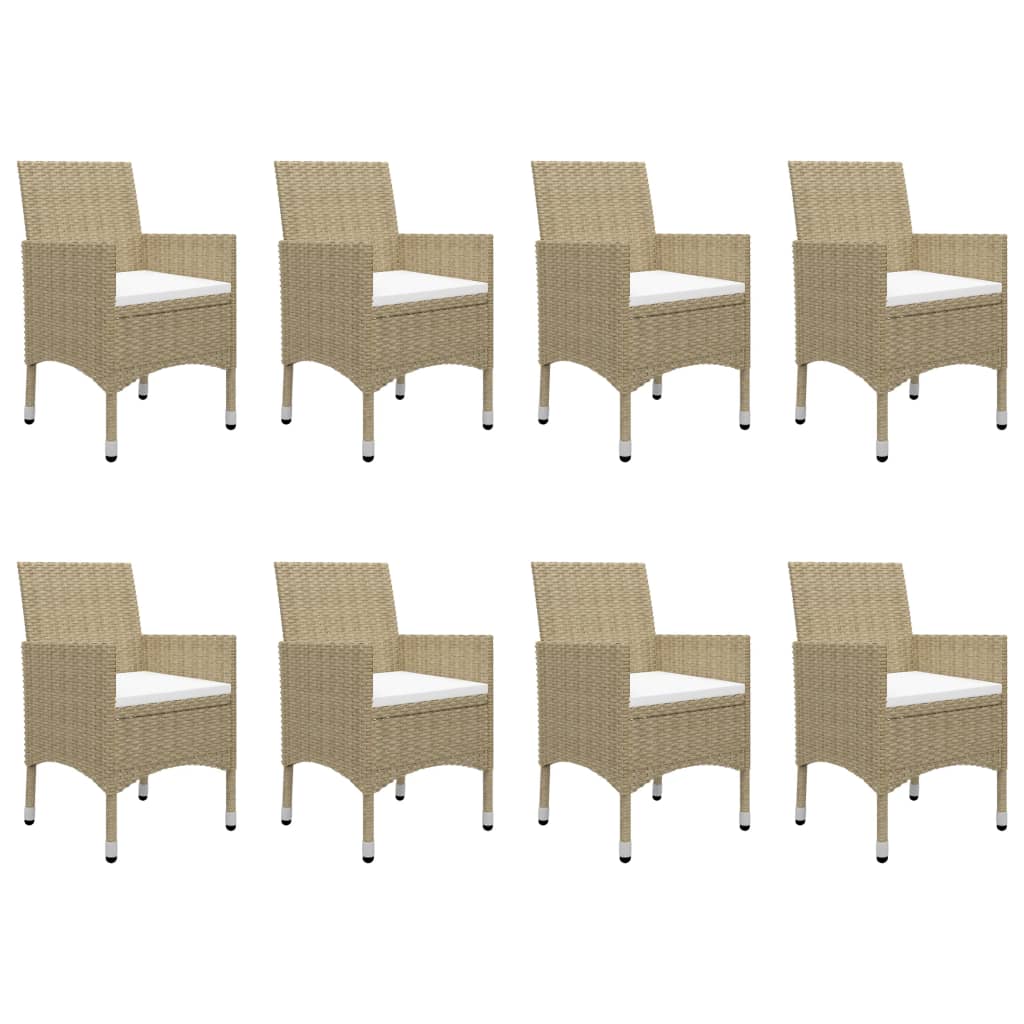 Set da Pranzo da Giardino 9 pz in Polyrattan e Vetro Beige 3058340