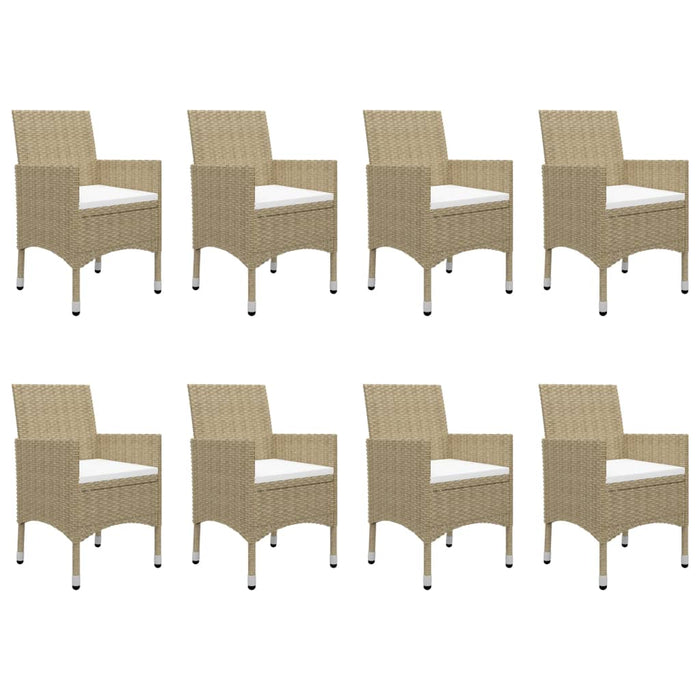 Set da Pranzo da Giardino 9 pz in Polyrattan e Vetro Beige 3058340