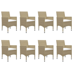 Set da Pranzo da Giardino 9 pz in Polyrattan e Vetro Beige  cod mxl 39129