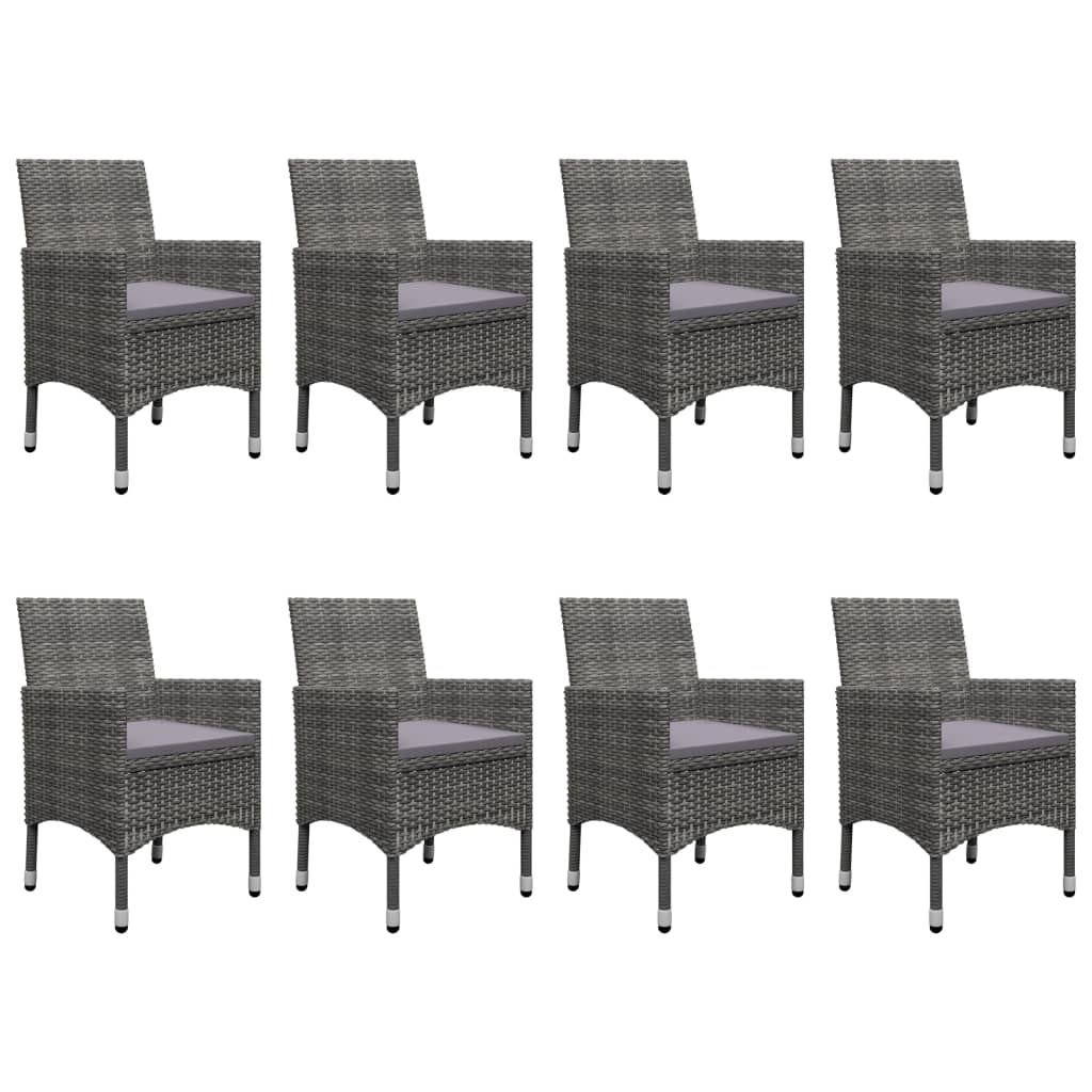 Set Mobili da Pranzo da Giardino 9 pz Polyrattan Acacia Grigio 3058343