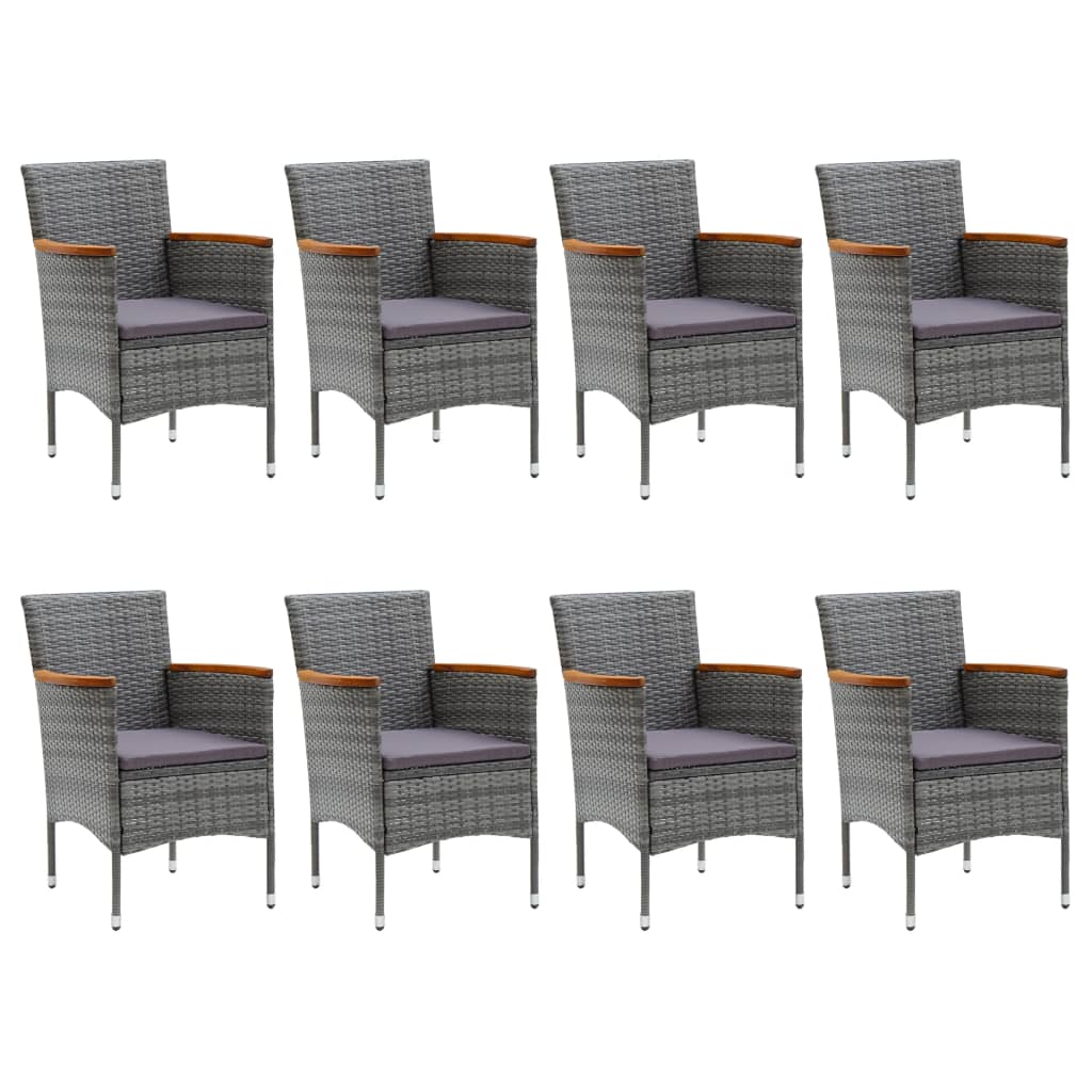 Set Mobili da Pranzo da Giardino 9 pz Polyrattan Acacia Grigio 3058345