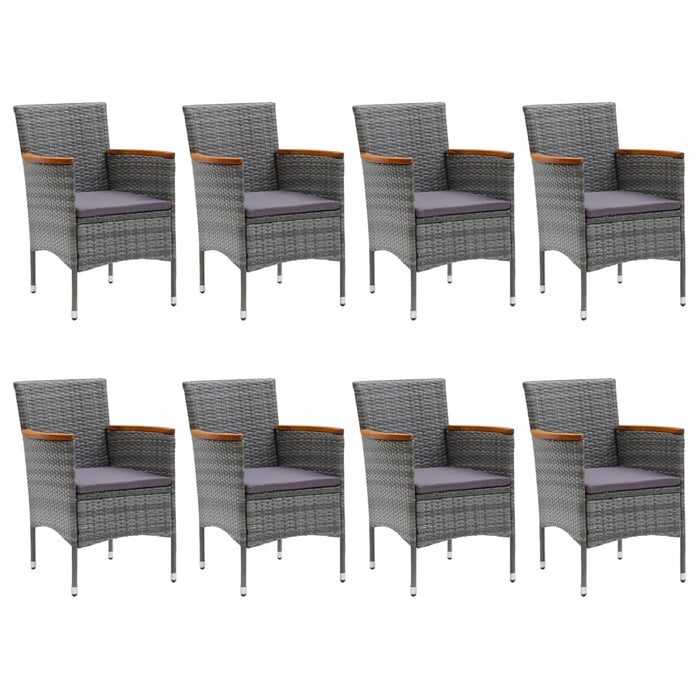 Set Mobili da Pranzo da Giardino 9 pz Polyrattan Acacia Grigio 3058345