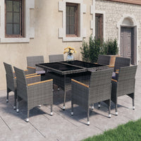 Set Mobili da Pranzo da Giardino 9 pz Polyrattan Acacia Grigio 3058345