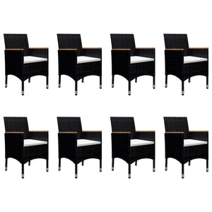 Set da Pranzo da Giardino 9 pz in Polyrattan e Acacia Nero 3058346