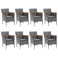 Set Mobili da Pranzo da Giardino 9 pz Polyrattan Acacia Grigio  cod mxl 37912