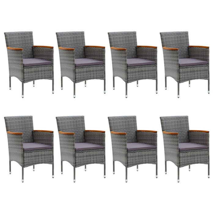 Set Mobili da Pranzo da Giardino 9 pz Polyrattan Acacia Grigio  cod mxl 37912