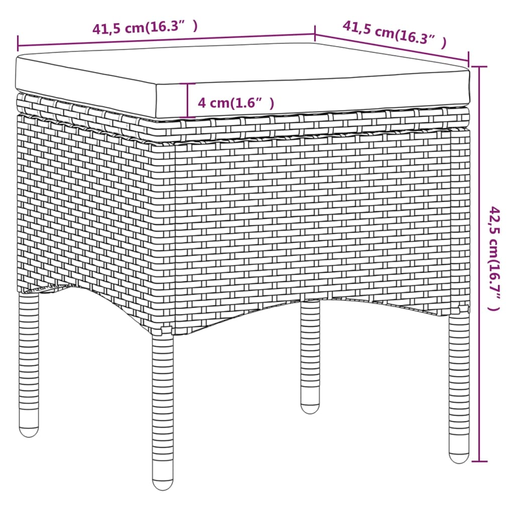 Set Pranzo da Giardino 5pz Polyrattan e Massello di Acacia Nero cod mxl 71378