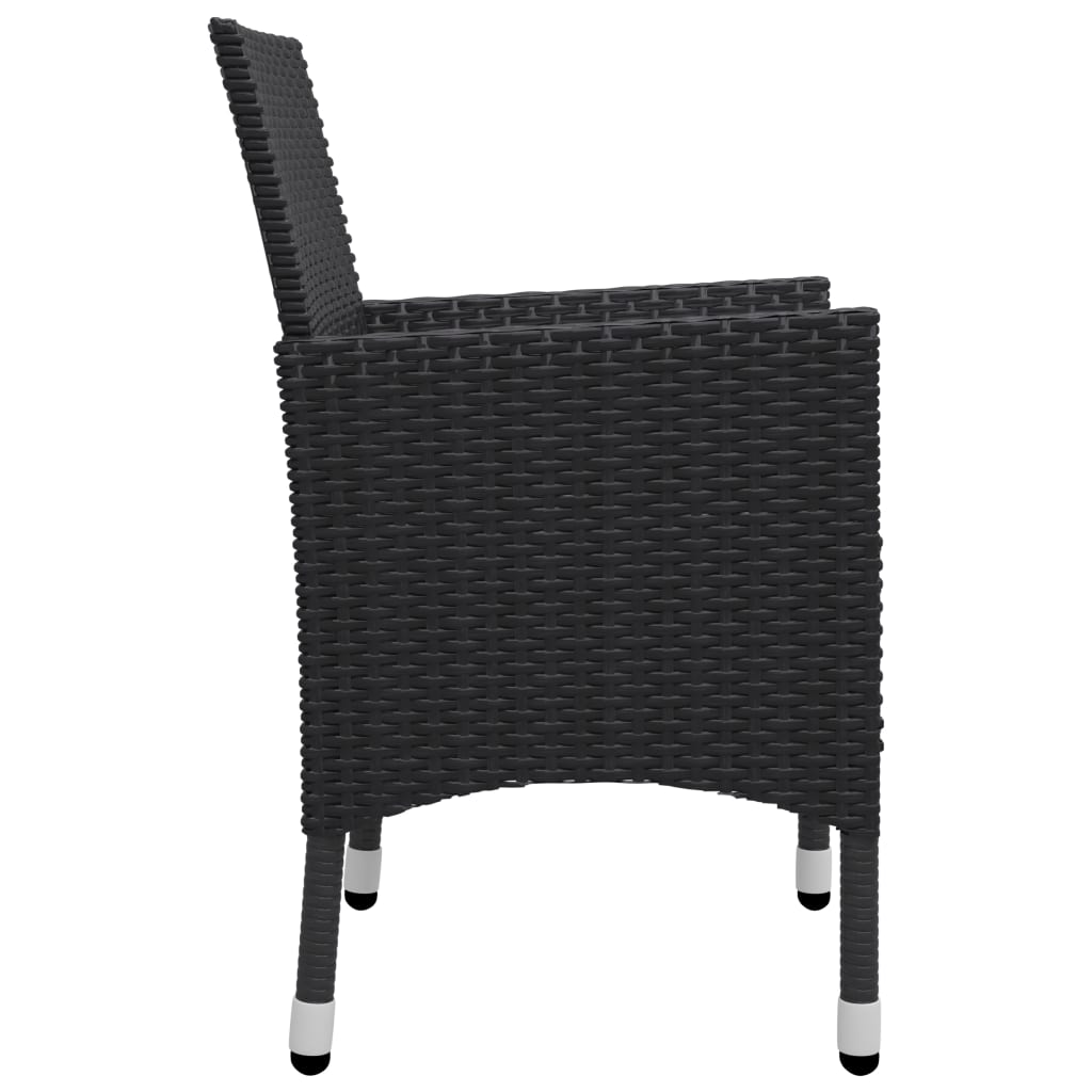 Set da Bistrot per Giardino 3 pz in Polyrattan e Vetro Nero 3058358