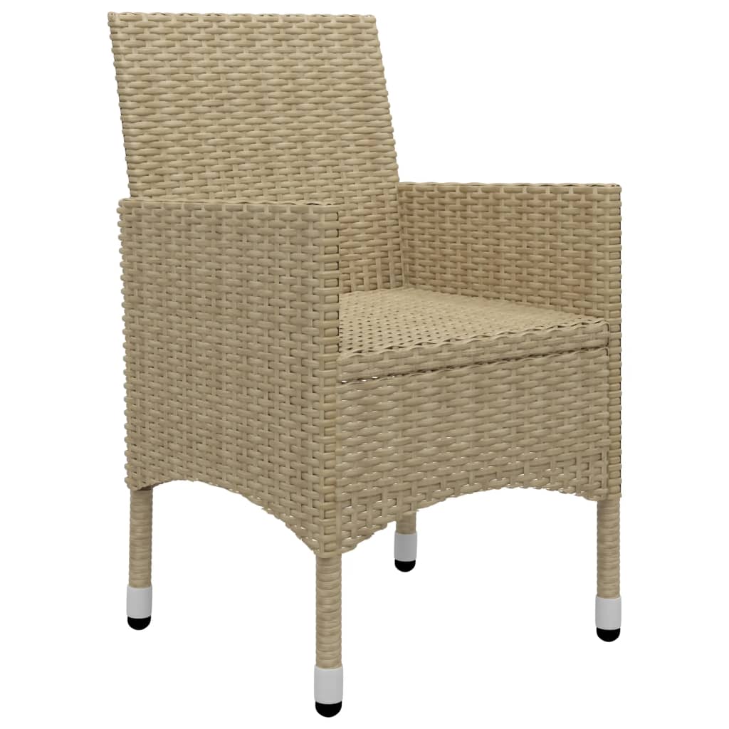 Set Bistrot da Giardino 3 pz Polyrattan e Vetro Temperato Beige cod mxl 40013