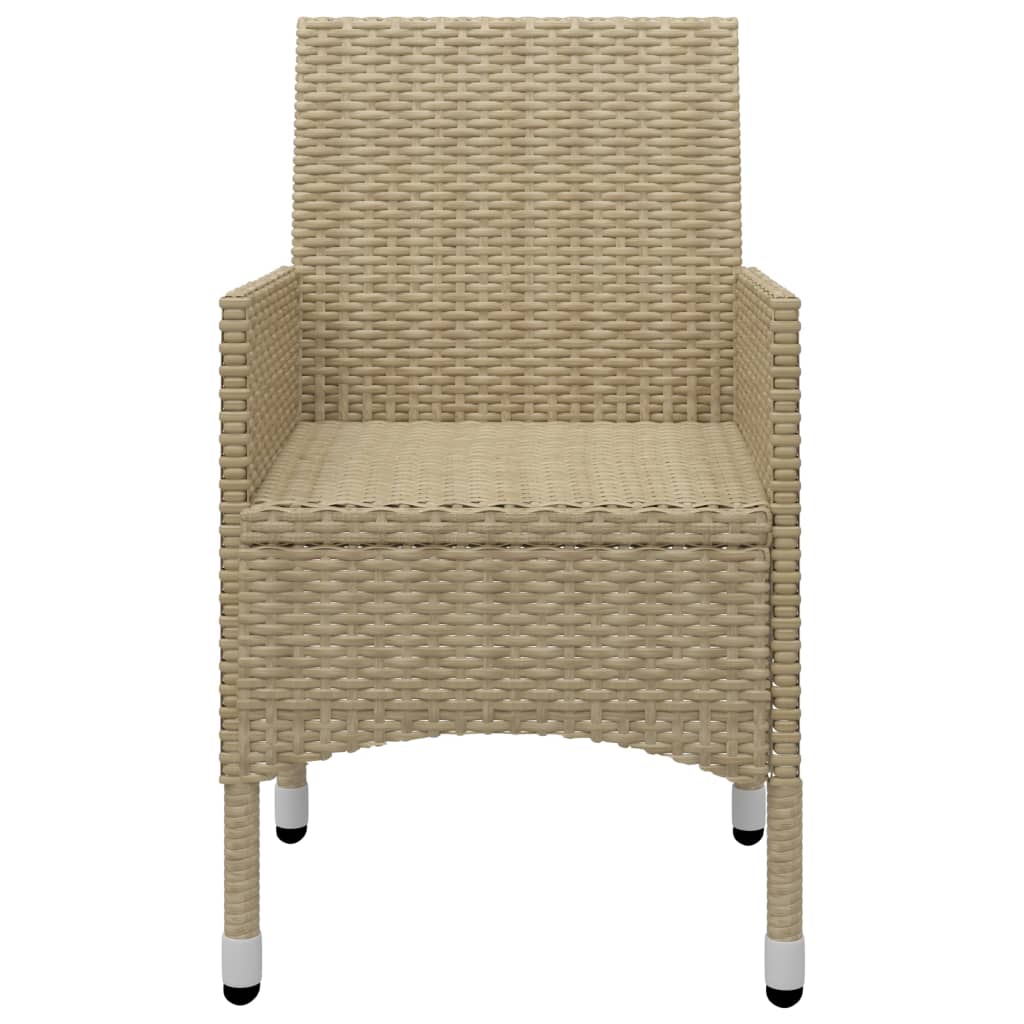 Set Bistrot da Giardino 3 pz Polyrattan e Vetro Temperato Beige cod mxl 40013