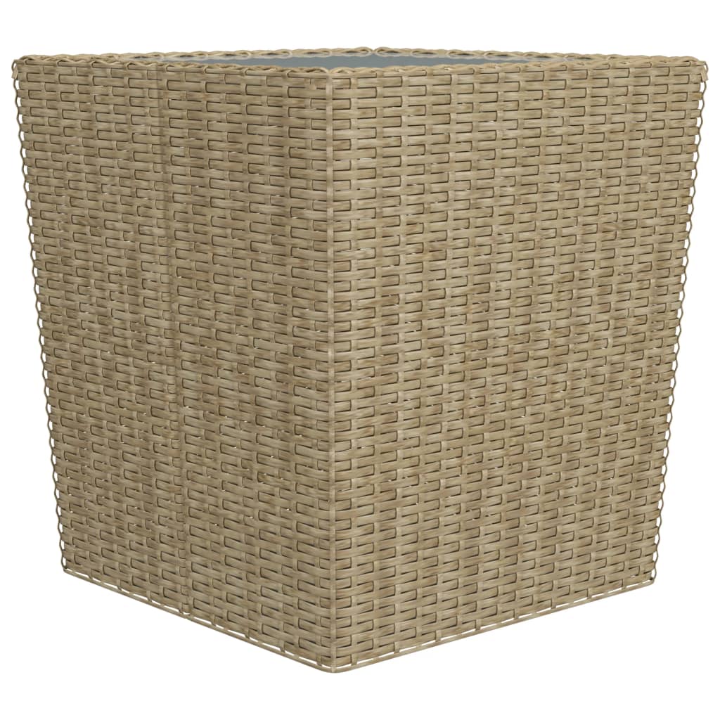 Set Bistrot da Giardino 3 pz Polyrattan e Vetro Temperato Beige cod mxl 40013