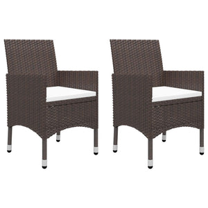 Set Bistrot Giardino 3 pz Polyrattan e Vetro Temperato Marrone 3058361