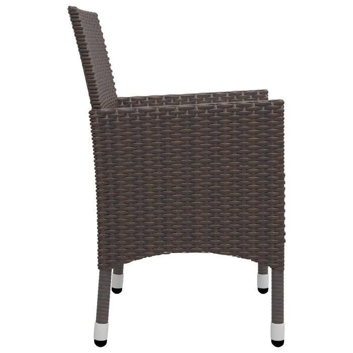 Set Bistrot Giardino 3 pz Polyrattan e Vetro Temperato Marrone 3058361