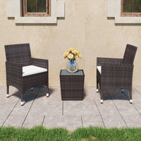 Set Bistrot Giardino 3 pz Polyrattan e Vetro Temperato Marrone 3058361