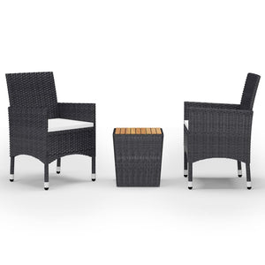 Set da Bistrot per Giardino 3 pz in Polyrattan e Acacia Nero cod mxl 36943