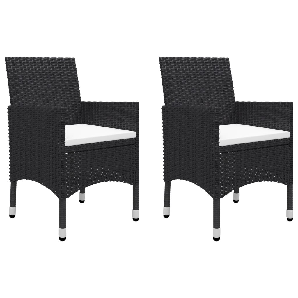 Set da Bistrot per Giardino 3 pz in Polyrattan e Acacia Nero cod mxl 36943