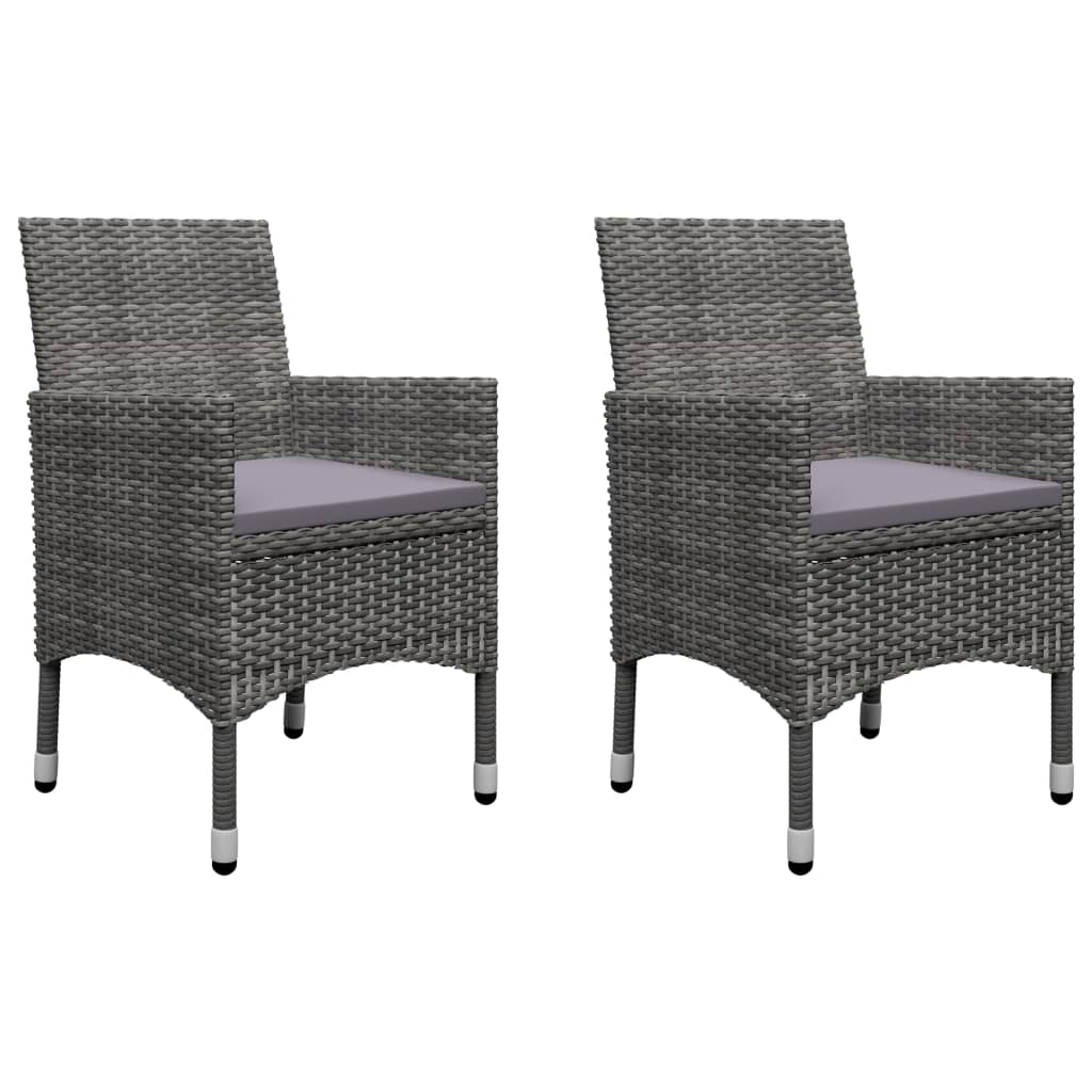 Set da Bistrot 3 pz in Polyrattan e Legno Acacia Grigio 3058363