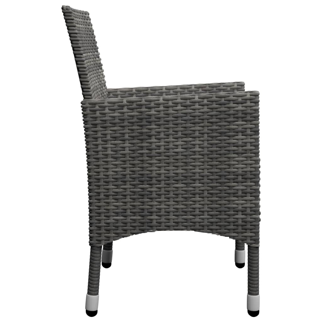 Set da Bistrot 3 pz in Polyrattan e Legno Acacia Grigio 3058363