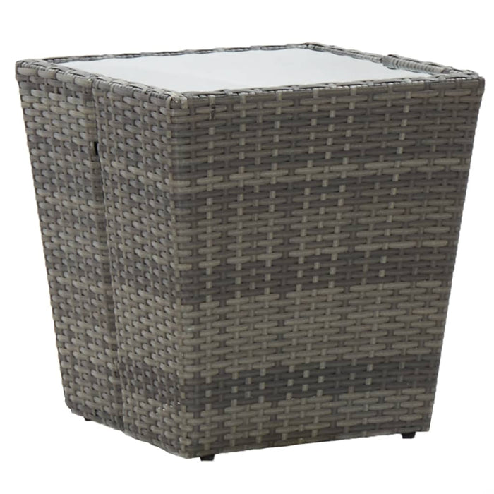 Set Bistrot Giardino 3 pz Polyrattan e Vetro Temperato Grigio cod mxl 37917