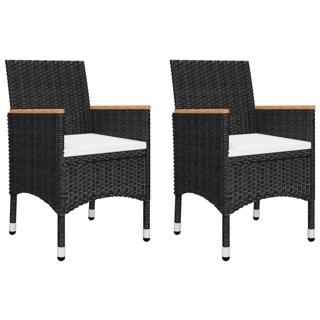 Set da Bistrot per Giardino 3 pz in Polyrattan e Acacia Nero cod mxl 41738