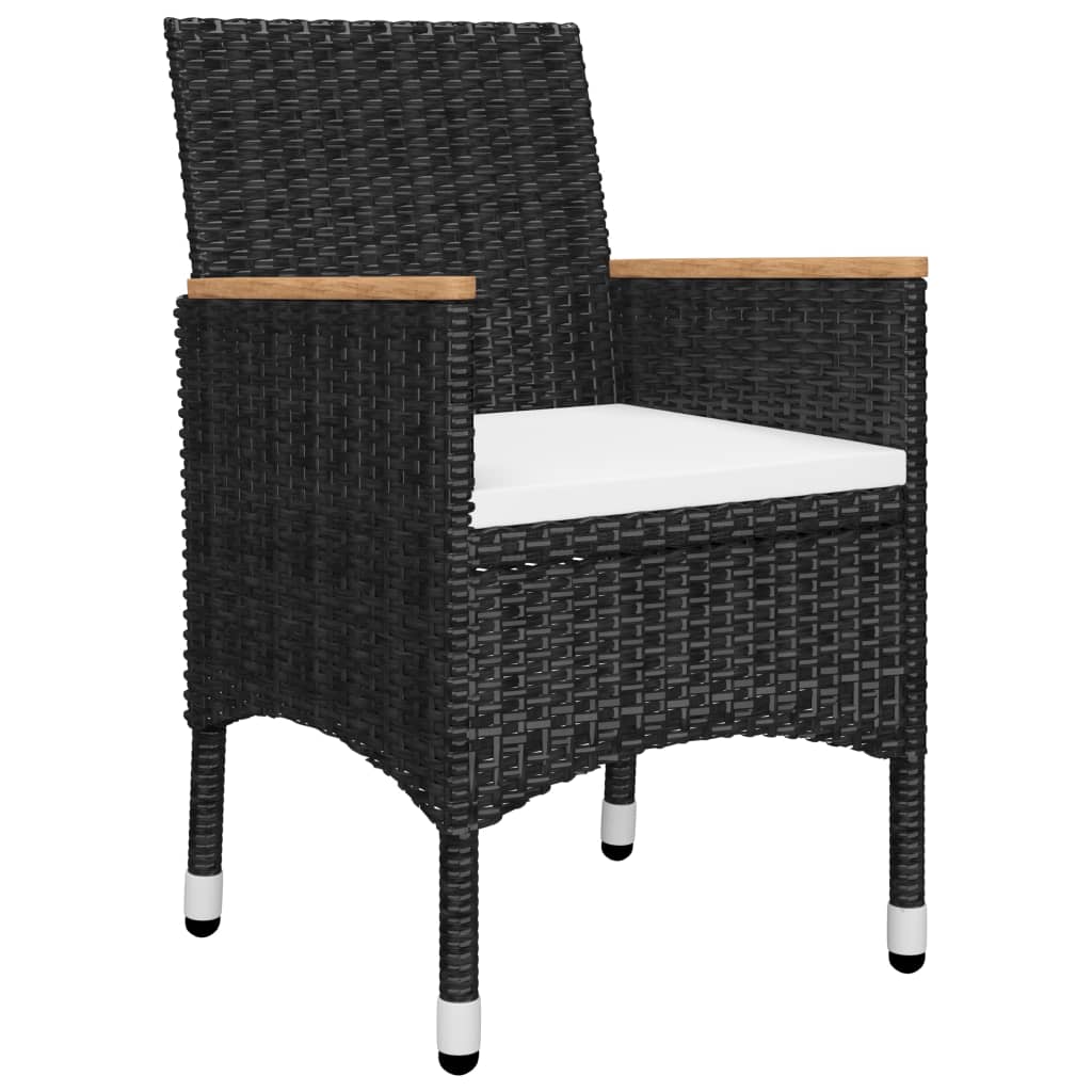 Set da Bistrot per Giardino 3 pz in Polyrattan e Acacia Nero cod mxl 41738