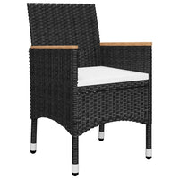 Set da Bistrot per Giardino 3 pz in Polyrattan e Acacia Nero cod mxl 41738