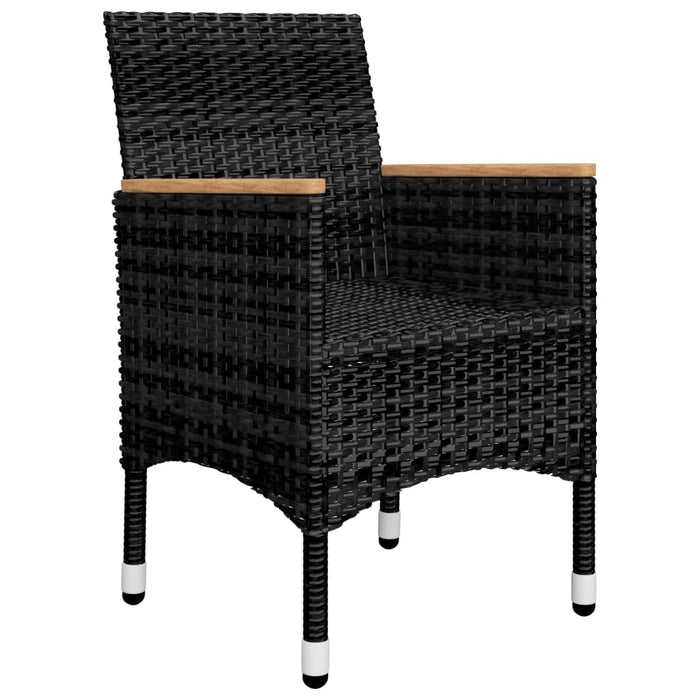 Set da Bistrot per Giardino 3 pz in Polyrattan e Acacia Nero cod mxl 41738