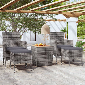 Set Bistrot Giardino 5 pz Polyrattan e Massello Acacia Grigio 3058373