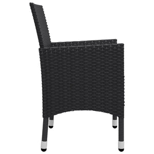 Set da Bistrot per Giardino 3 pz in Polyrattan e Vetro Nero cod mxl 37918