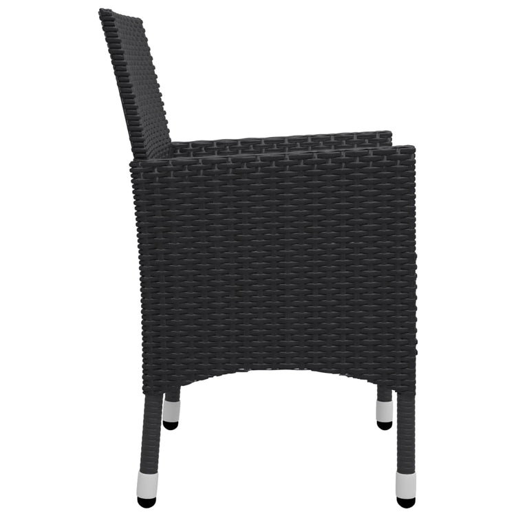 Set da Bistrot per Giardino 3 pz in Polyrattan e Vetro Nero 3058378